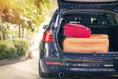 car with suitcases, travel and luggage départ en vacances voiture